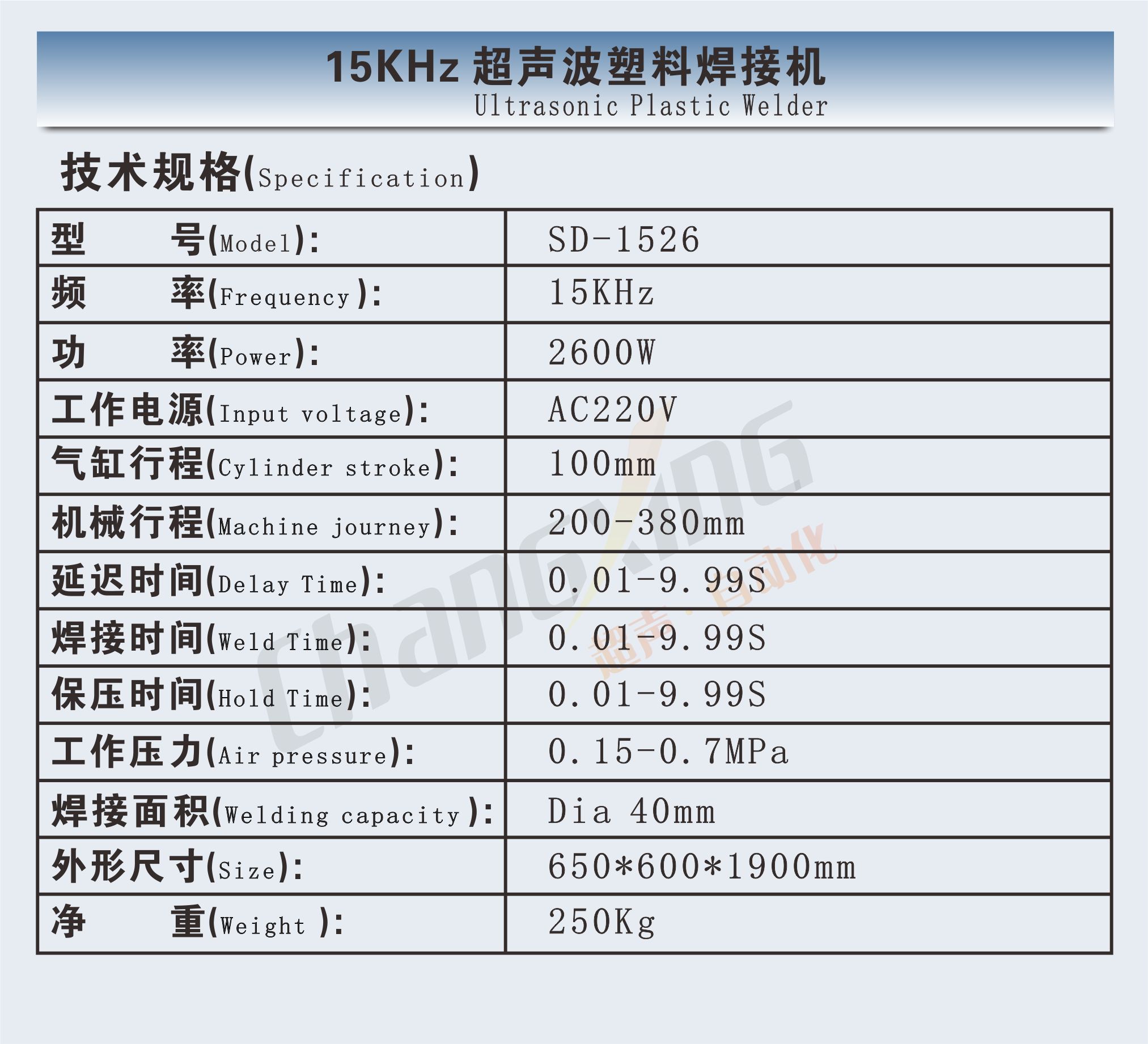 1526f超声波焊接机（盒睿参数）